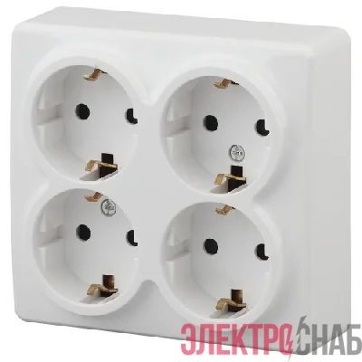 Розетка 4-м ОП Эра Эксперт 11-2211-01 16А IP20 16AX 250В 4х2P+E Schuko защ. шторки бел. Эра Б0020709