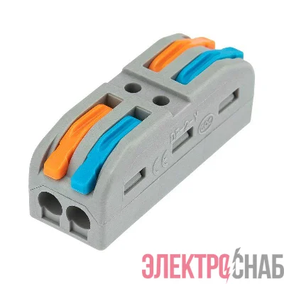 Клемма строительно-монтажная СМК проходная 222-422 2п 0.08-4кв.мм сер. (уп.5шт) Rexant 07-6263-2-05
