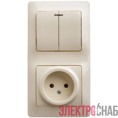 Блок комбинированный GLOSSA розетка + выкл. 2-кл. с подсвет. беж. SchE GSL000273
