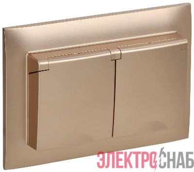 Розетка 2-м SKANDY 16А IP44 с крышкой в сборе SK-R12Sa песочн. IEK SK-R26-16-44-K98-F