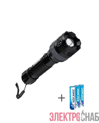 Фонарь ручной 2Вт LED zoom-линза 3xAAA (R03) корпус ABS-пластик ремешок ручной КОСМОС KOC122B