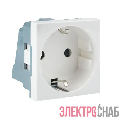 Розетка 1-м 2мод. C-Line РКС-20-30-П 45х45 с заземл. бел. EKF E2MR16-028-10