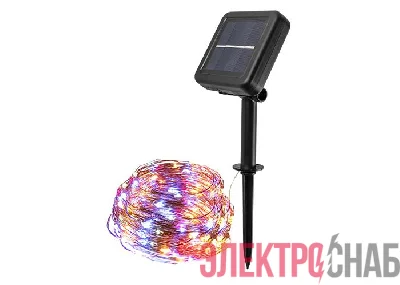 Светильник светодиодный садовый SLR-G03-200M нить 200LED мультицвет с колышком на солнечн. батарее ФАZА 5036406