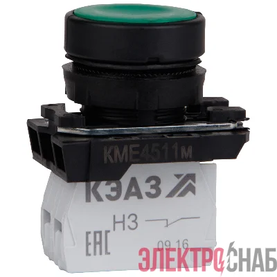 Кнопка КМЕ 4511м 1но+1нз цилиндр IP54 зел. КЭАЗ 248247