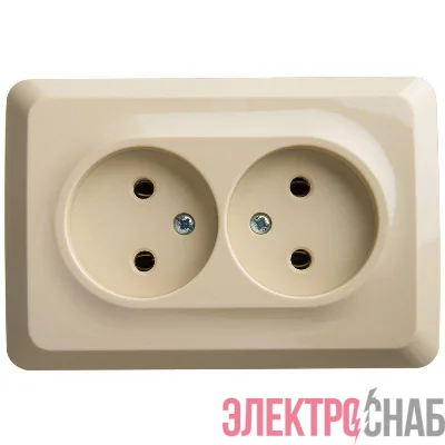 Розетка 2-м ОП Этюд 16А IP20 угловая без заземл. без защ. шторок крем. SchE PA16-105K