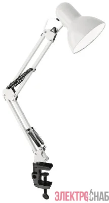 Светильник настольный UF-312P С01 230В 60Вт струбцина бел. Ultraflash 12894