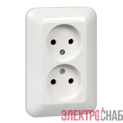 Розетка 2-м СП Прима 16А IP20 без заземл. без защ. шторок (опт. упак.) бел. SchE RS16-211-B