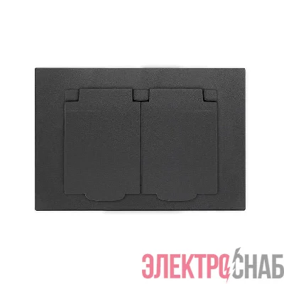 Розетка 2-м СП Афина 16А IP20 с заземл. c крышкой в сборе графит Universal A0031-Gr