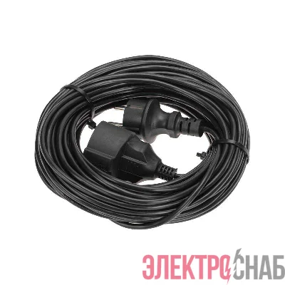 Удлинитель-шнур 1х20м с заземл. 6А 1.3кВт IP20 ПВС 3х0.75 черн. PROconnect 13-4910