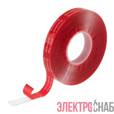 Лента клейкая двухсторонняя прозрачная на VHB акриловой основе 12ммх5м Rexant 09-6058
