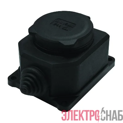 Розетка настенная 1-м 1ф "КОМПАКТ" с загл IP44 16А каучук черный UNIVersal 3032