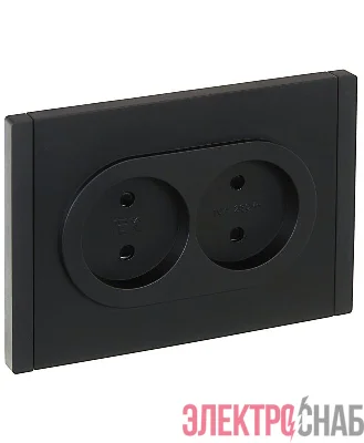 Розетка 2-м СП FORTE&PIANO FP125 10А без заземл. защ. шторки безвинт. крепл. черн. IEK FP-R23-10-1-K02