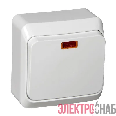 Выключатель 1-кл. ОП Этюд 10А IP20 с подсветкой бел. SE BA10-005B