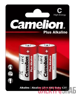 Элемент питания алкалиновый C/LR14 1.5В Plus Alkaline LR14-BP2 BL-2 (блист.2шт) Camelion 1653