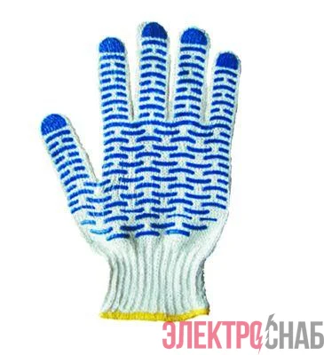Перчатки х/б с покрытием ПВХ Волна 5 нитей 65-67г син. (пара) SDS 09-0201