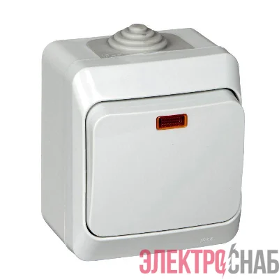 Выключатель 1-кл. ОП Этюд 10А IP44 10AX с подсветкой сер. SE BA10-045C