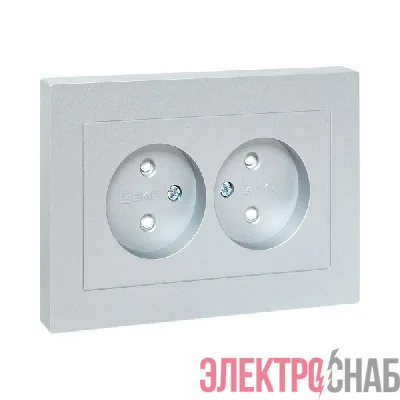 Розетка 2-м СП Эпика 16А без заземл. защ. шторки с рамкой механизм алюм. EKF UP1-SOA-201