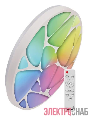 Светильник светодиодный PREMIUM SHELL RGB 75Вт 230В 3000-6500К 6000лм IP40 500х80мм настенно-потолочныйуправляемый с пультом ДУ с RGB подсветкой КОСМОС KSShelRGB75W