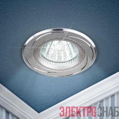 Светильник встраиваемый KL34 AL/SL/1 MR16 12В 50Вт алюм. хром ЭРА Б0049565