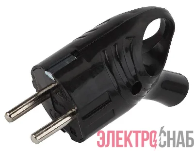 Вилка с заземл. угловая с кольцом 16А черн. Vx4-B ЭРА Б0039677