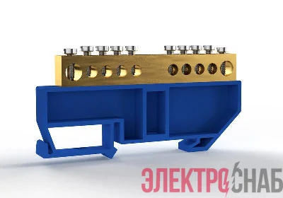 Шина нулевая на DIN-изоляторе 8х12мм 10 отвер. латунь TOKOV ELECTRIC TKE-BCB-812-10-DIN/N