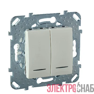 Выключатель 2-кл. 2мод. СП Unica 10А IP20 (2х(сх. 1а)) с подсветкой механизм беж. SchE MGU5.0101.25NZD