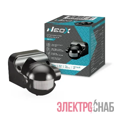 Датчик движения инфракрасный ДД 09Ч 1200Вт 180град. 12м IP44 черн. NEOX 4690612053356