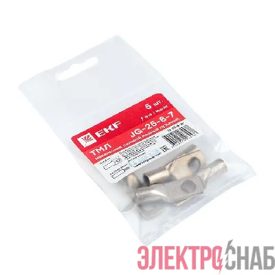 Наконечник силовой медный луженый JG-25-8-7 (ТМЛ) (уп.5шт) EKF jg-25-8-7r
