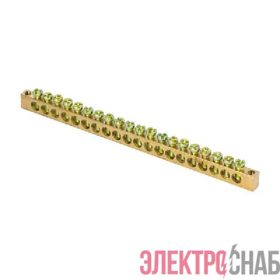 Шина PEN "ноль-земля" 6х9 20 отвер. латунь крепеж по краям PROxima EKF sn0-63-20-k