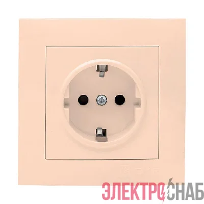 Розетка 1-м СП Валенсия 16А IP20 с заземл. защ. шторки крем. PROxima EKF EWR16-028-20