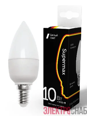 Лампа светодиодная Supermax 10Вт свеча E14 230В 4000К КОСМОС Sup_LED10wCNE1440