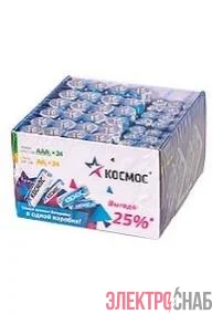 Элемент питания алкалиновый AA/LR6 AAA/LR03 (уп.48шт) КОСМОС KOCLR620BOX