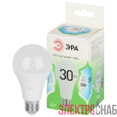 Лампа светодиодная GREEN LINE A65-30W-840-E27 GL 30Вт груша 4000К яркий свет бел. E27 Эра Б0067144
