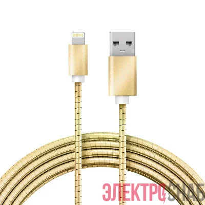 Кабель USB-A - Lightning 2.4А 1м метал. оплетка зол. Rexant 18-4252
