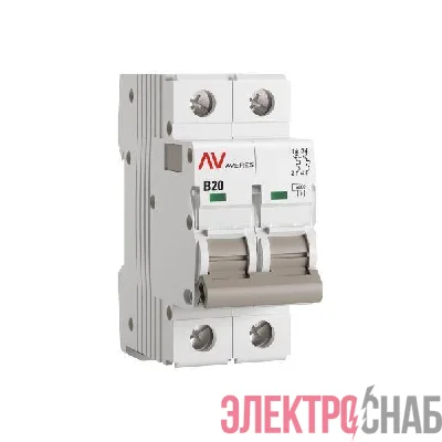 Выключатель автоматический модульный 2п B 20А 6кА AV-6 AVERES EKF mcb6-2-20B-av