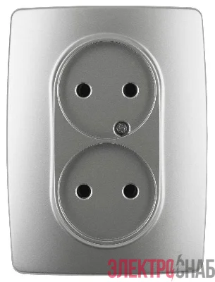 Розетка 2-м СП Эра12 12-2107-03 16А IP20 16AX 250В 2х2P алюм. Эра Б0031240