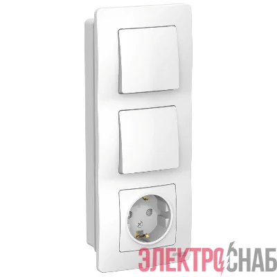 Блок СП Blanca (розетка с заземл. защ. шторки 16А 250В + 1-кл. выкл. + 1-кл. выкл.) бел. SE BLNBS101101