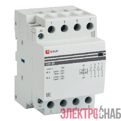 Контактор модульный КМ 40А 4NО (3 мод.) EKF km-3-40-40