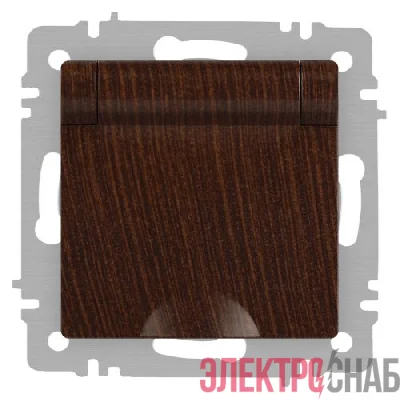 Розетка 1-м СП Accent 6-203-10 16А IP20 250В 2P+E Schuko с крышкой AL/CU венге Intro Б0063454