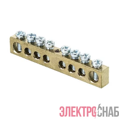 Шина PEN "ноль-земля" 6х9 8 отвер. латунь крепеж по центру PROxima EKF sn0-63-08