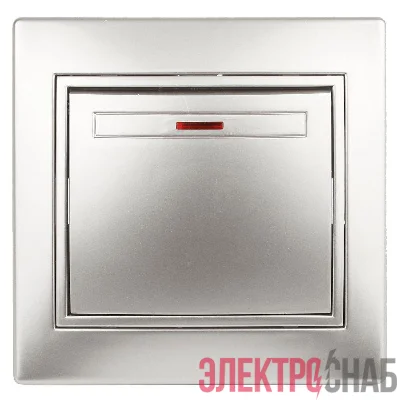 Выключатель 1-кл. СП Plano 10А IP20 1-102-03 250В с подсветкой алюм. Intro Б0030034