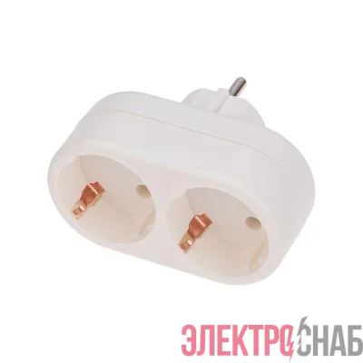 Разветвитель 2-м с заземл. 16А IP20 бел. Rexant 11-1075