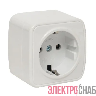 Розетка 1-м ОП Минск 16А IP20 с заземл. бел. Basic EKF EGR16-028-10