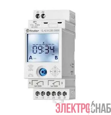 Реле времени цифровое ASTRO недельное монтаж на рейку 35мм 2CO 16А 110…230В AC/DC NFC 35мм IP20 FINDER 12A282300000