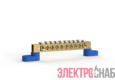 Шина нулевая 6х9мм 10 отвер. латунь У2-С на двух угловых изоляторах TOKOV ELECTRIC TKE-BSB-69-10-L2/N