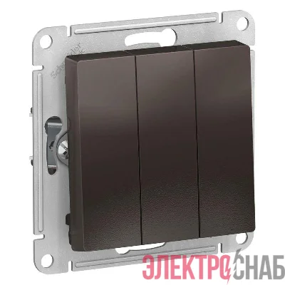 Выключатель 3-кл. СП AtlasDesign 10А IP20 (сх. 1+1+1) 10AX механизм мокко SE ATN000631