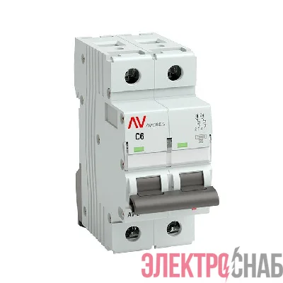 Выключатель автоматический модульный 2п C 6А 10кА AV-10 AVERES EKF mcb10-2-06C-av