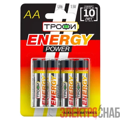 Элемент питания алкалиновый AA/LR6 LR6-4BL (блист.4шт) Трофи C0034657
