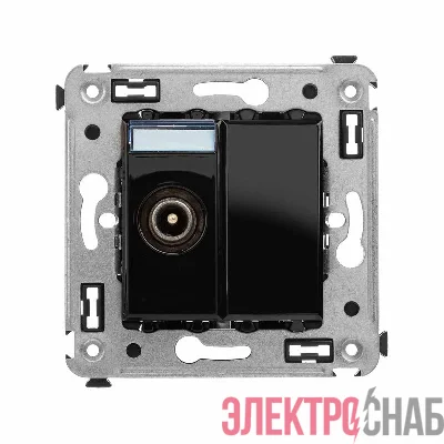 Розетка телевизионная проходная TV СП Avanti "Черный квадрат" DKC 4402513