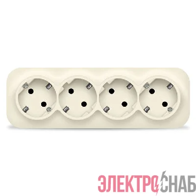 Розетка 4-м ОП 16А IP20 с заземл. сл. кость IONICH 1452